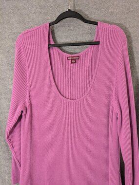 Plus Size 3-4X Ribbed Cotton Knit Purple Dress 44-60" Chest